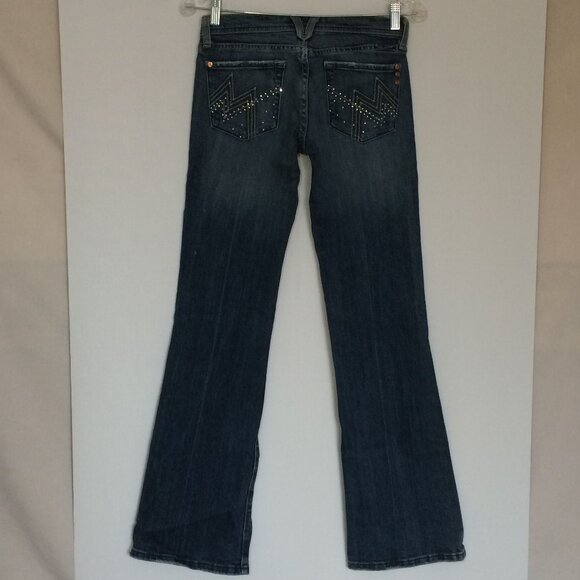 Miss Me Womens Angelina Boot Jeans Sz 26 Flat Pockets Rhinestones Embellished - Picture 3 of 11